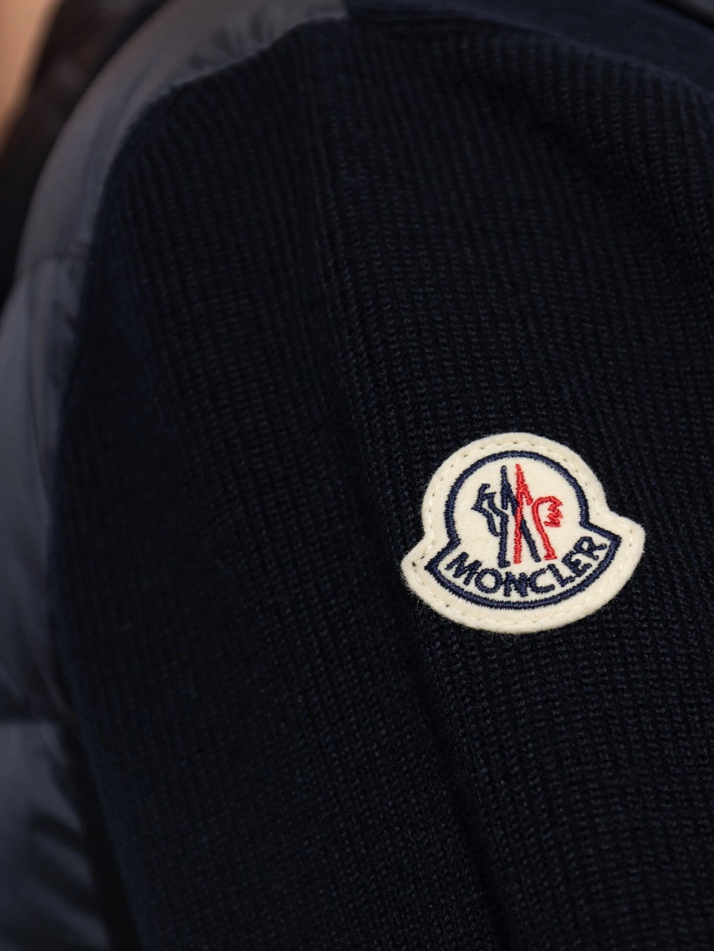 MONCLER Wool and quilted cardigan