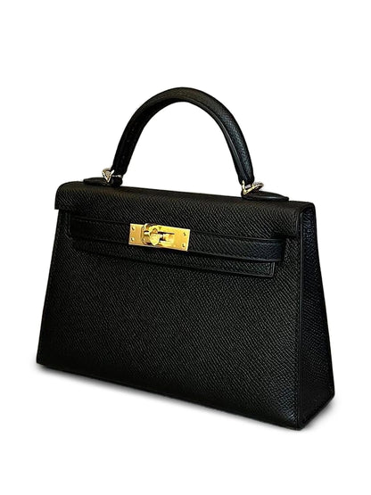 Hermès Pre-Owned Mini Kelly Sellier 20 Epsom Noir with Gold Hardware