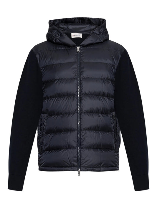 MONCLER Wool and quilted cardigan
