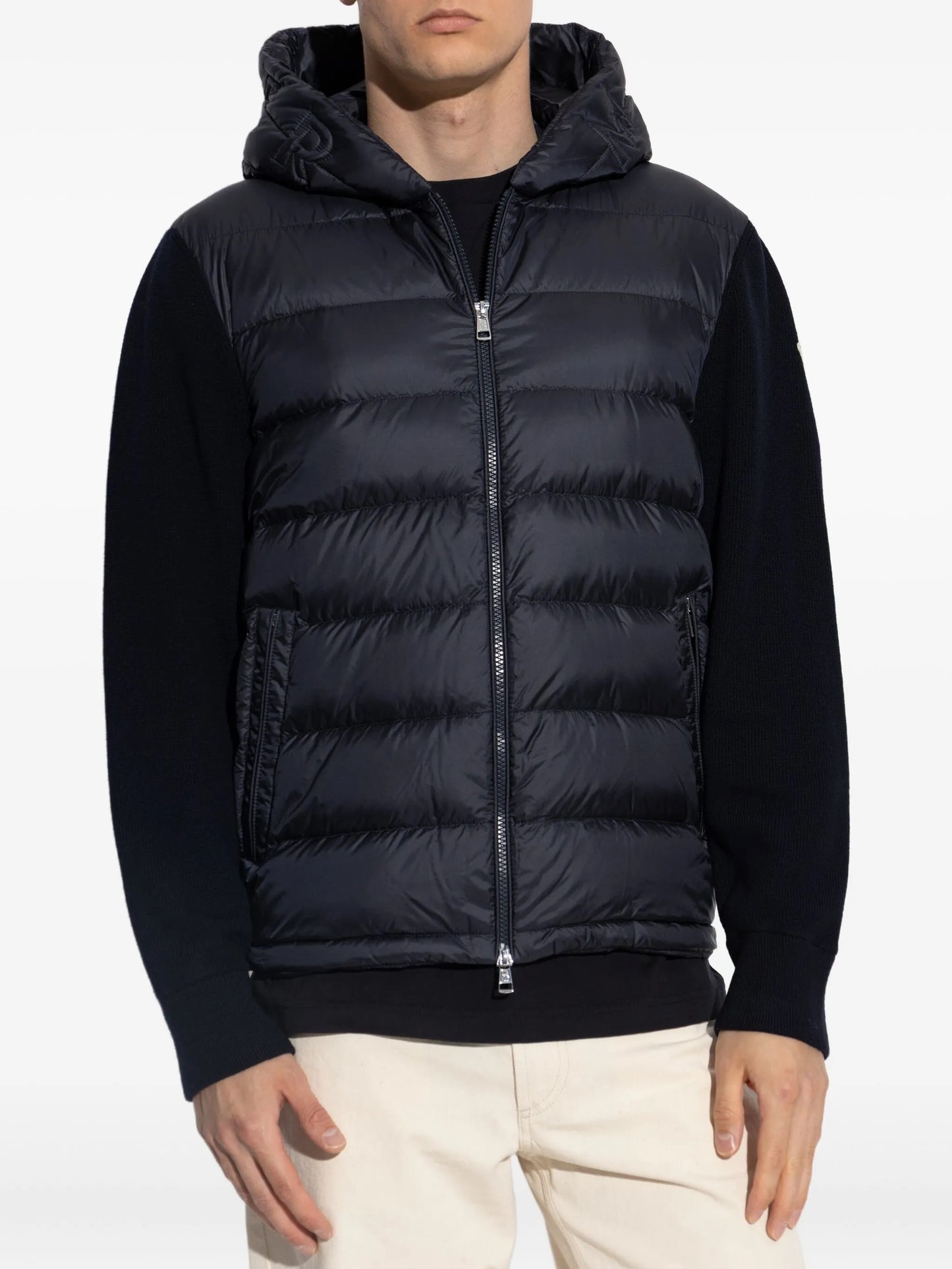 MONCLER Wool and quilted cardigan