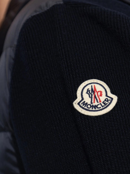 MONCLER Wool and quilted cardigan