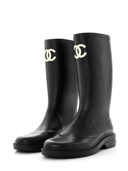 CHANEL Pre-Owned CC Logo Rain Boots