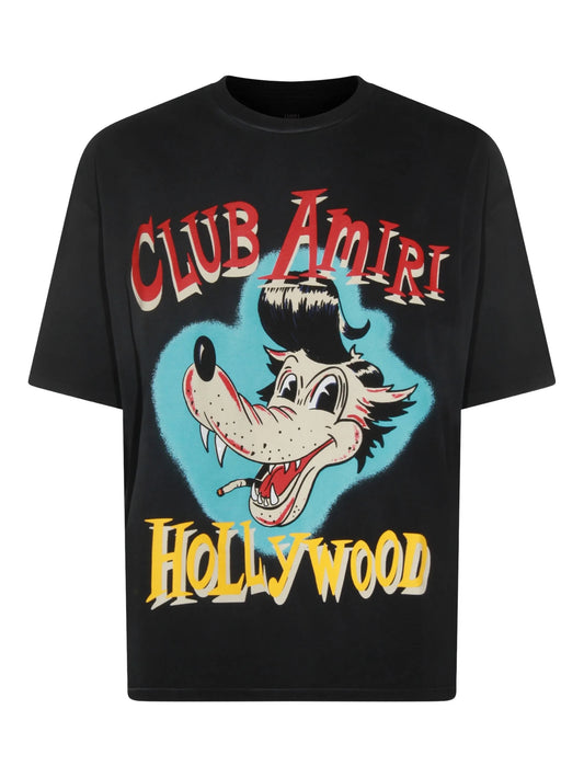 Amiri
Men's Black Club Wolf Oversized T-Shirt